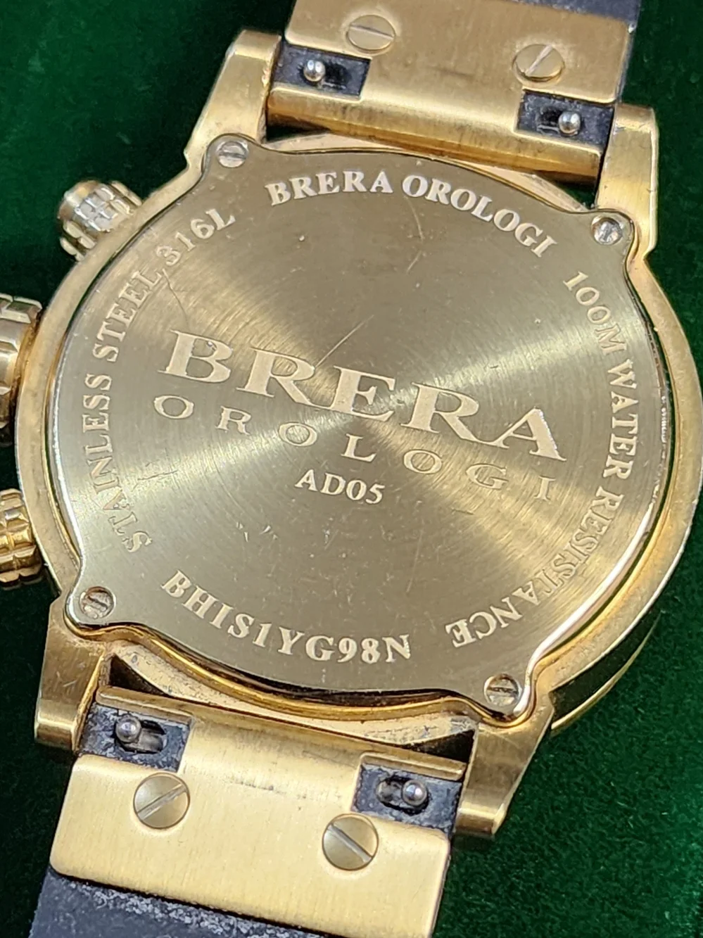 $980/Brera Orologi Chronograph Watch Gold Tone White Dial For Repair Not Working